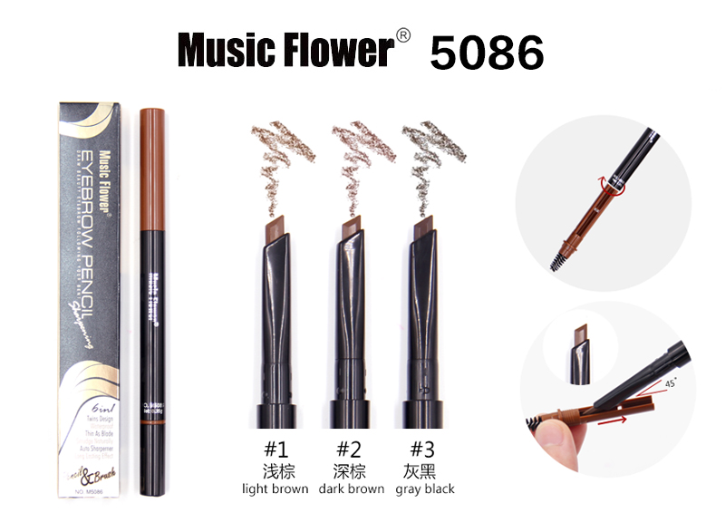 音乐花 三合一砍刀眉笔 #5086